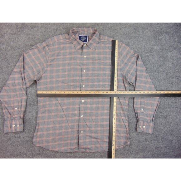 Charles Tyrwhitt Shirt Mens Large Gray‎ Orange Plaid Slim Fit Button Front - Picture 5 of 8